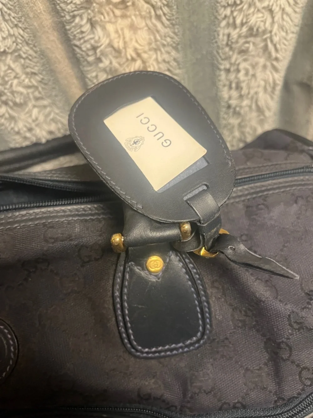 Gucci Black GG Canvas Duffel with Leather Trim